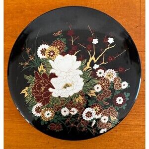 Japanese Peony Chrysanthemum Lacquer Suzuribako Maki-e Style Calligraphy Set